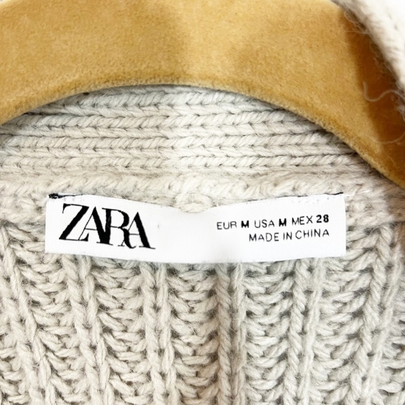 X Zara Gray Chunky Knit Tie Front Oversized Cardigan Sweater Blogger Favorite - Picture 5 of 7